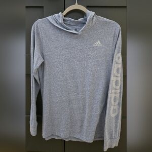 Adidas Boy's Light Blue Heathered Cotton Hoodie